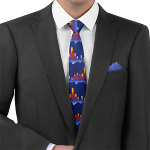 Denver Skyline Necktie - Matching Pocket Square - Knotty Tie Co.