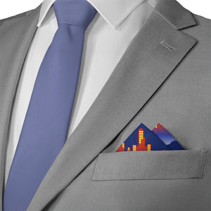 Denver Skyline Pocket Square - Matching Necktie- Knotty Tie Co.