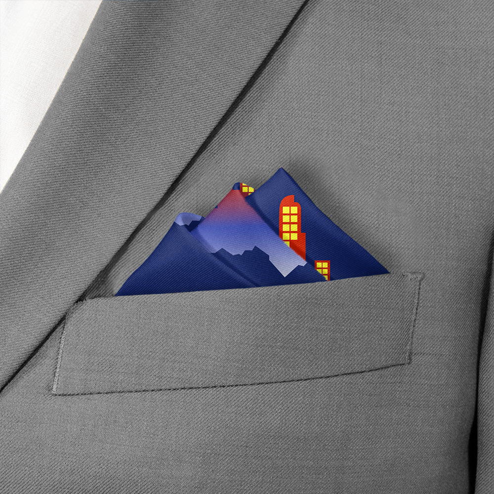 Denver Skyline Pocket Square - Stairs Fold - Knotty Tie Co.