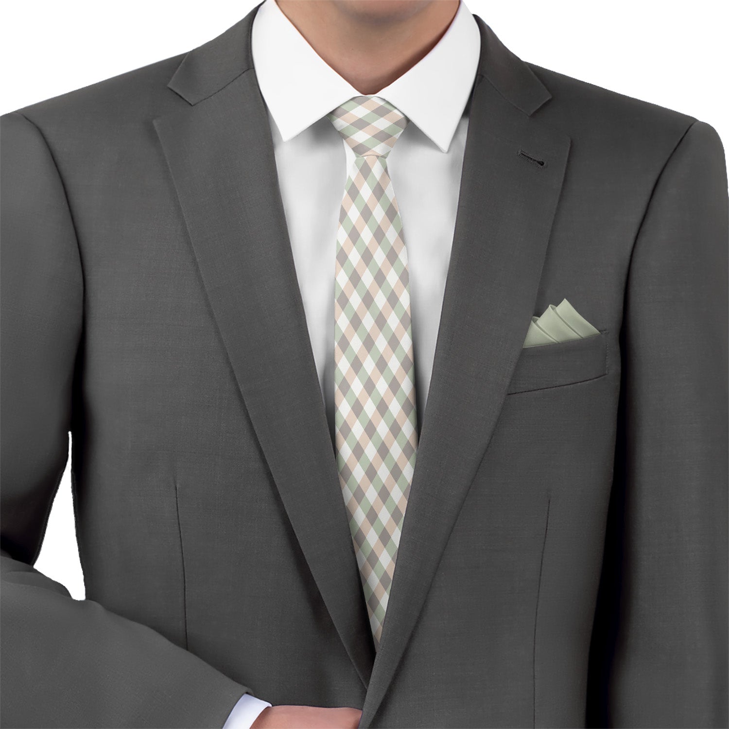 Diamond Plaid Necktie - Matching Pocket Square - Knotty Tie Co.