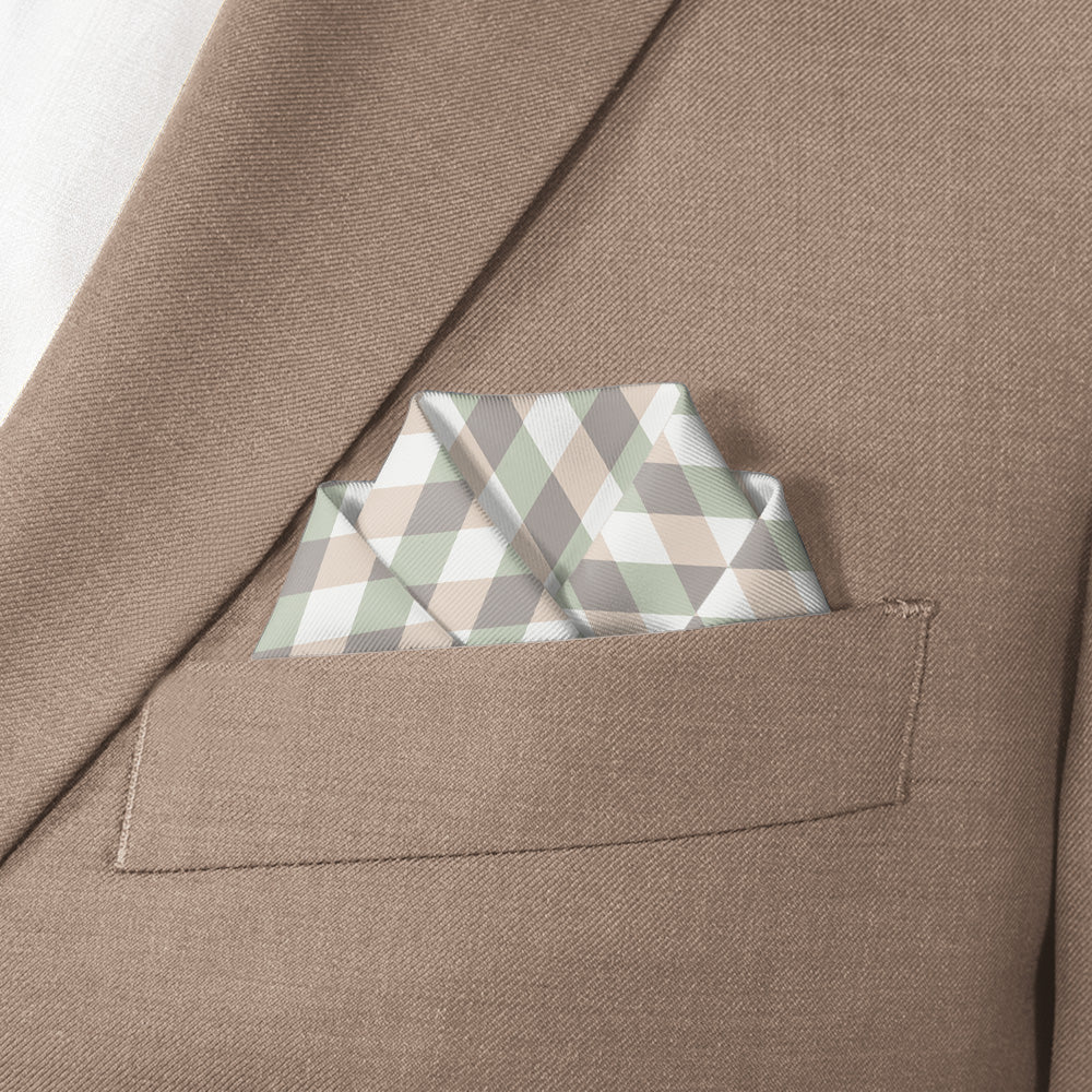 Diamond Plaid Pocket Square - Scalloped Fold - Knotty Tie Co.