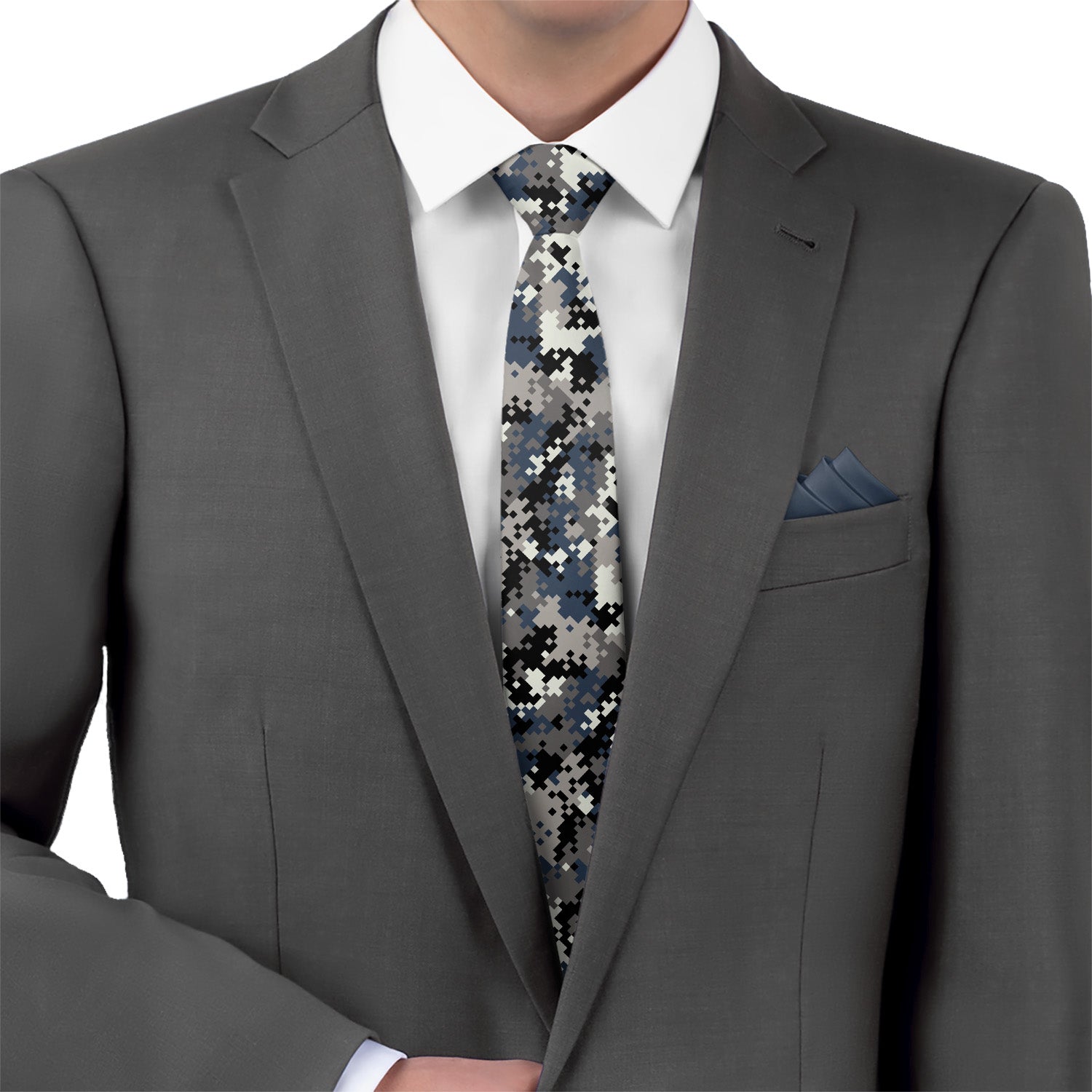 Digi Camo Necktie - Matching Pocket Square - Knotty Tie Co.