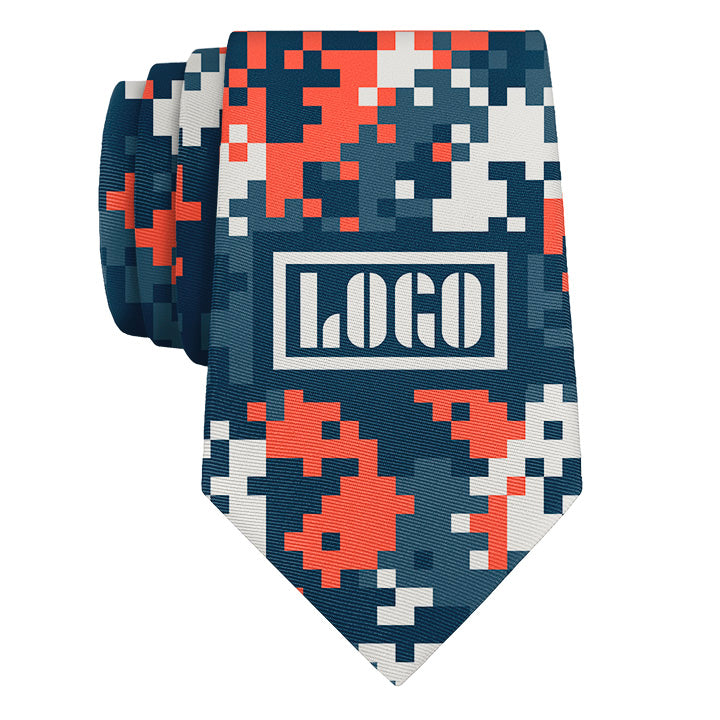 Custom Digi Camo 1 Logo Tie - Rolled - Knotty Tie Co.