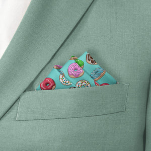 Donuts Pocket Square - Stairs Fold - Knotty Tie Co.