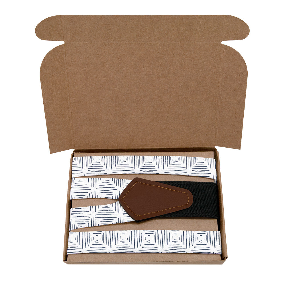 Drawn Geo Suspenders - Kraft Gift Box Packaging - Knotty Tie Co.