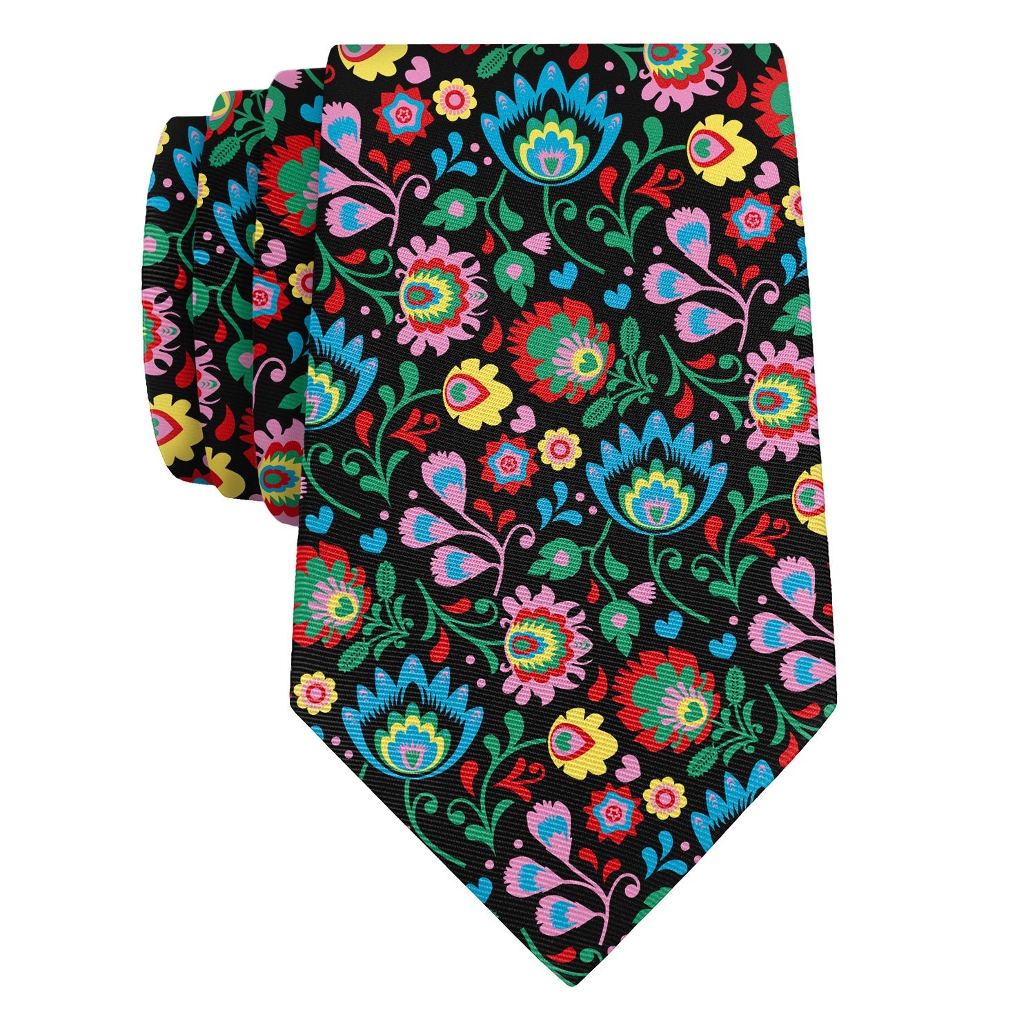 Electric Daisy Floral Necktie - Rolled - Knotty Tie Co.