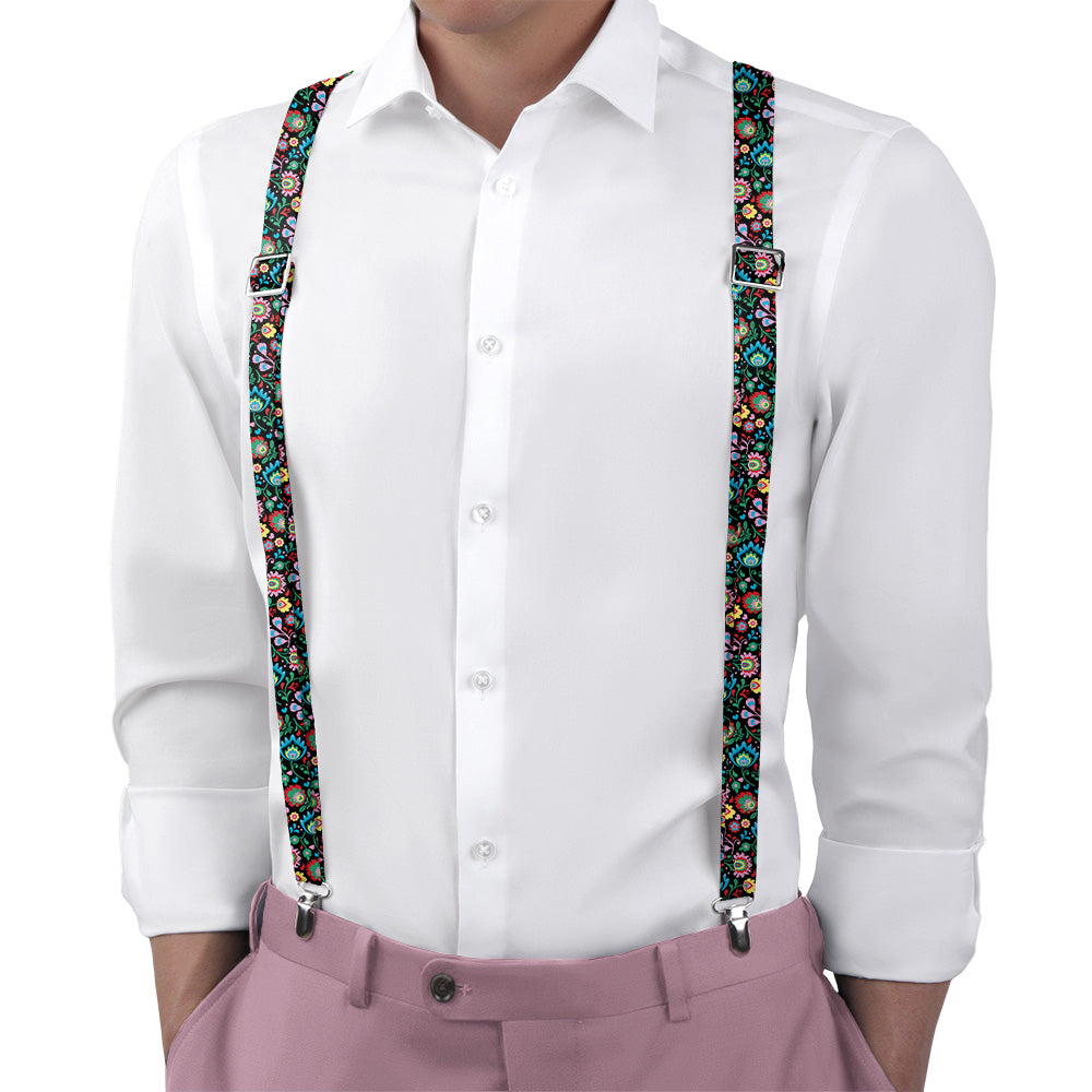 Electric Daisy Floral Suspenders - Main View - Knotty Tie Co.