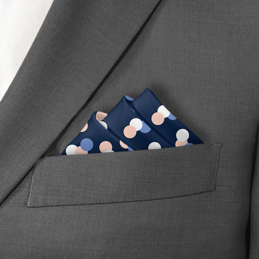 Elizabeth Dots Pocket Square - Stairs Fold - Knotty Tie Co.