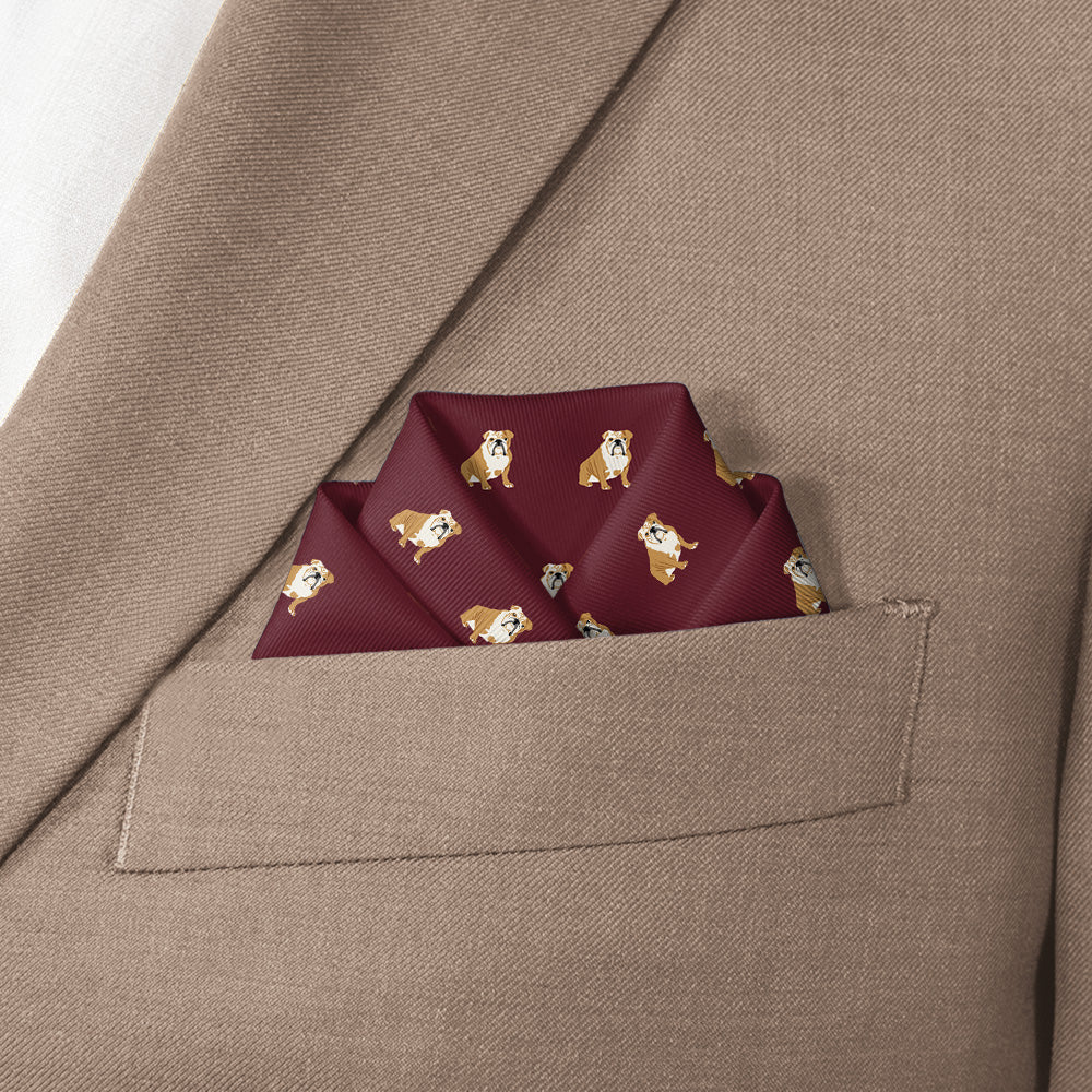 English Bulldog Pocket Square - Scalloped Fold - Knotty Tie Co.