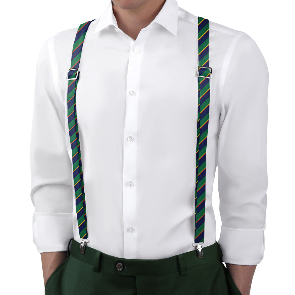 Federal Stripe Suspenders - On Model Back View - Knotty Tie Co.