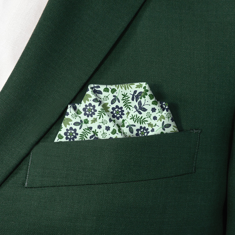 Field Floral Pocket Square - Scalloped Fold - Knotty Tie Co.