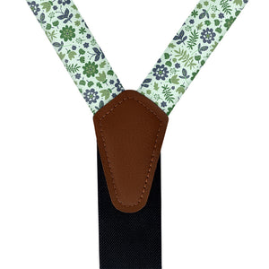 Field Floral Suspenders - Vegan Leather Y-Back - Knotty Tie Co.