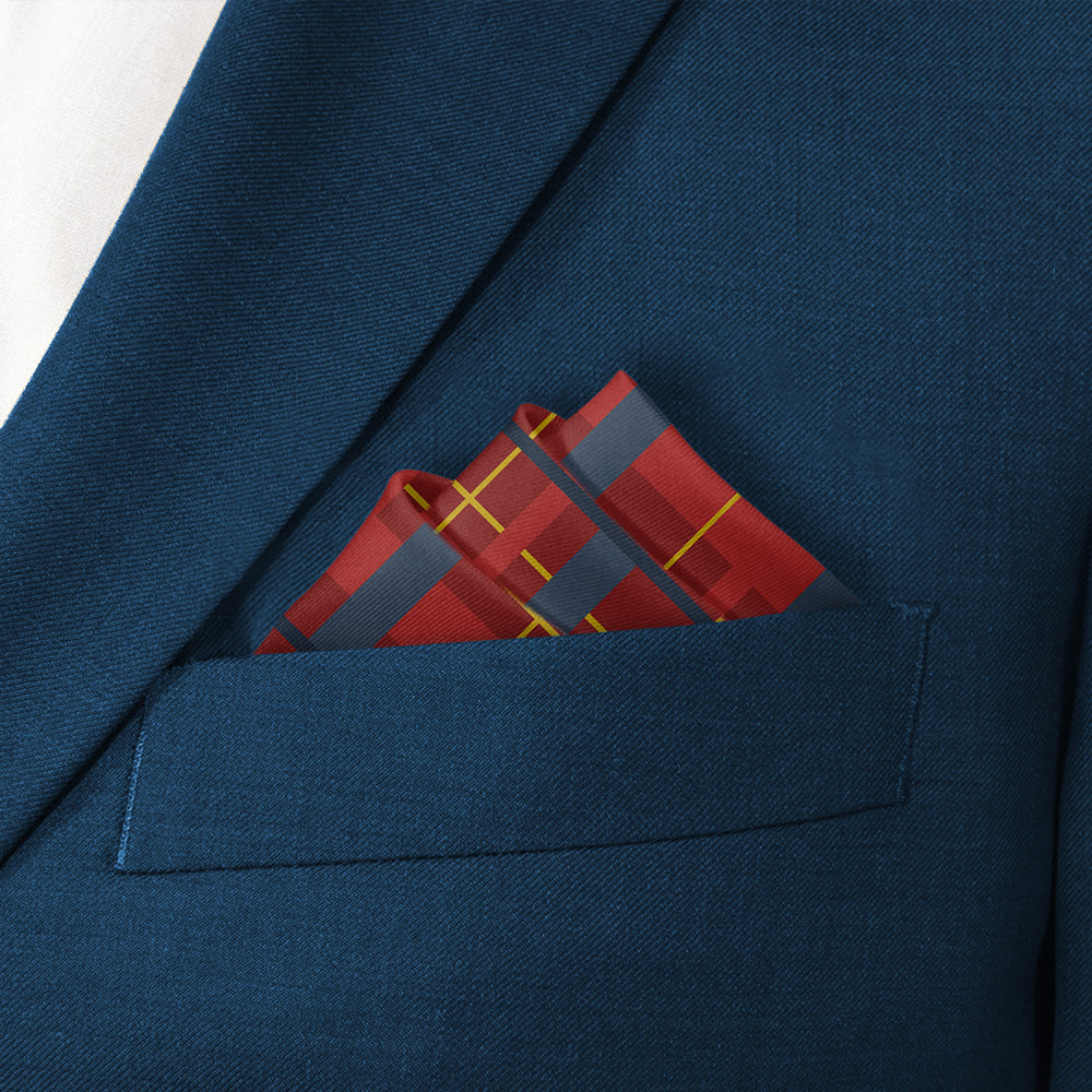 Finestra Plaid Pocket Square - Stairs Fold - Knotty Tie Co.