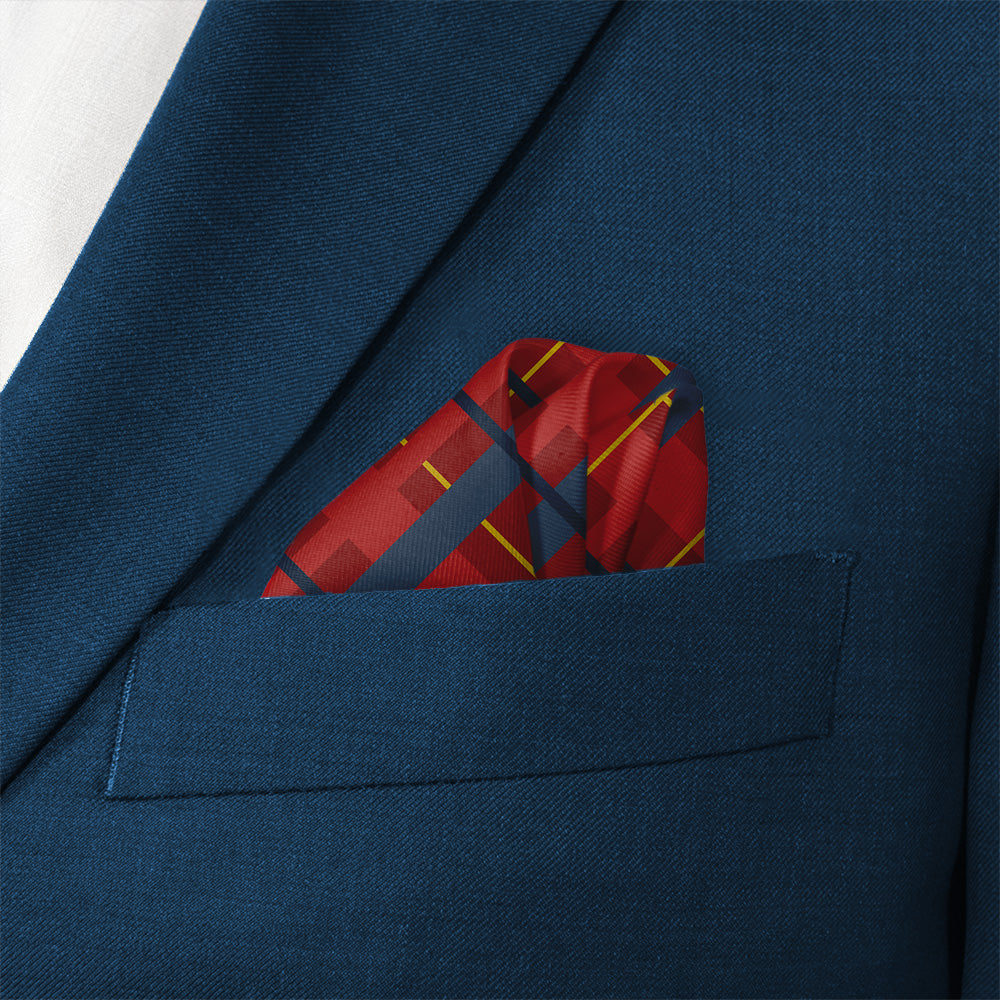 Finestra Plaid Pocket Square - Wave Fold - Knotty Tie Co.