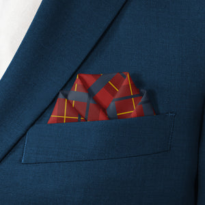 Finestra Plaid Pocket Square - Scalloped Fold - Knotty Tie Co.