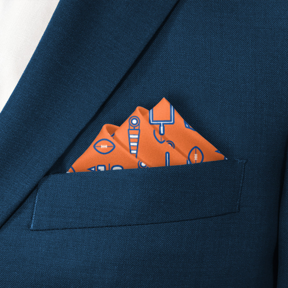 First Down Football Pocket Square 4 Stairs Fold - Knotty Tie Co.