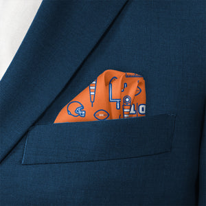 First Down Football Pocket Square 5 Wave Fold - Knotty Tie Co.