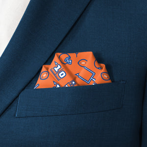 First Down Football Pocket Square 6 Scalloped Fold - Knotty Tie Co.