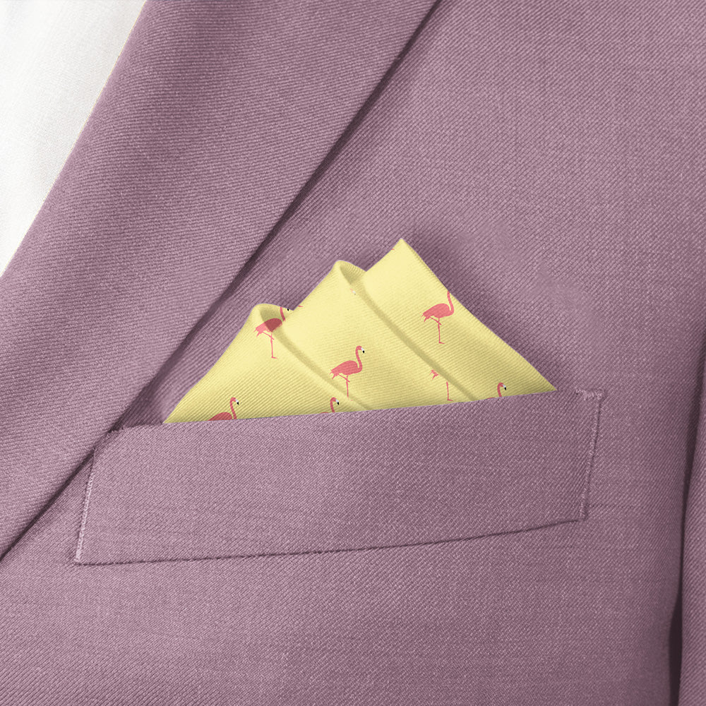 Flamingos Pocket Square - Stairs Fold - Knotty Tie Co.