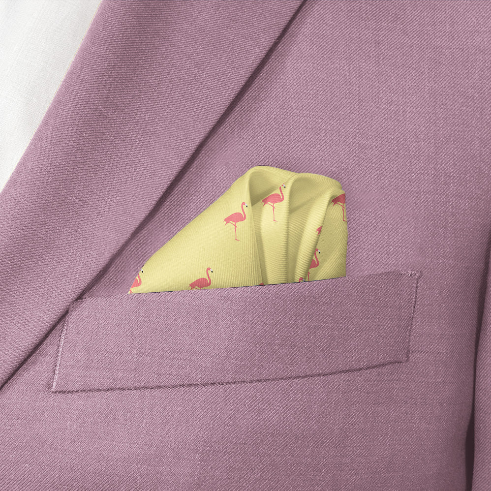 Flamingos Pocket Square - Wave Fold - Knotty Tie Co.