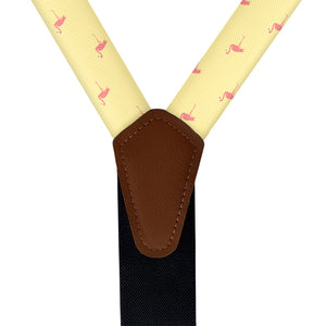 Flamingos Suspenders - Vegan Leather Y-Back - Knotty Tie Co.