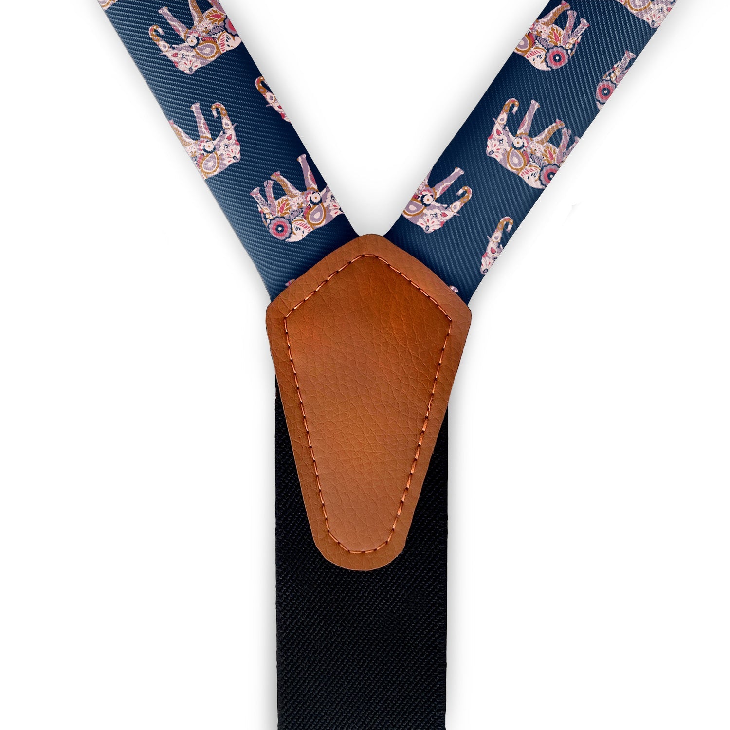 Floral Elephants Suspenders - Full Front View - Knotty Tie Co.