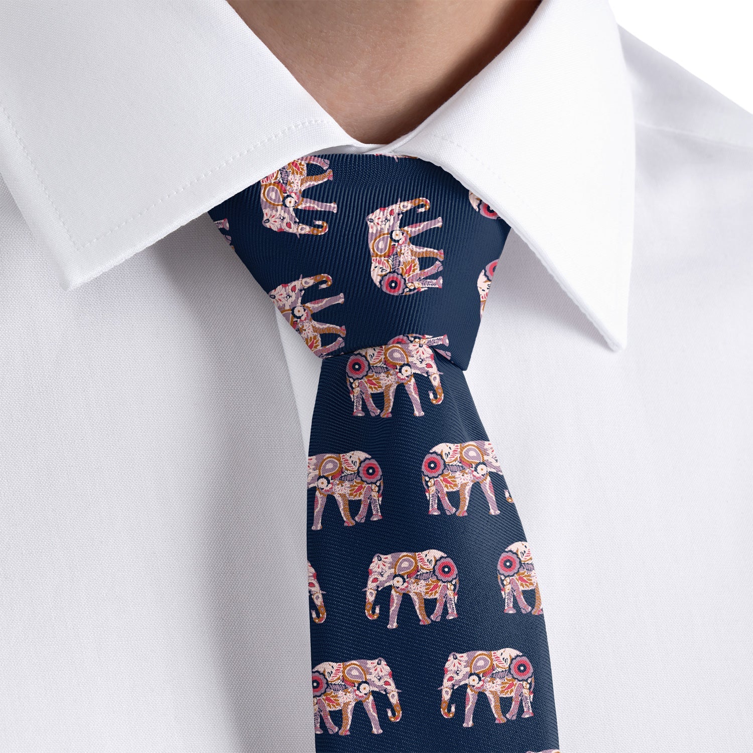 Floral Elephants Necktie - Rolled - Knotty Tie Co.