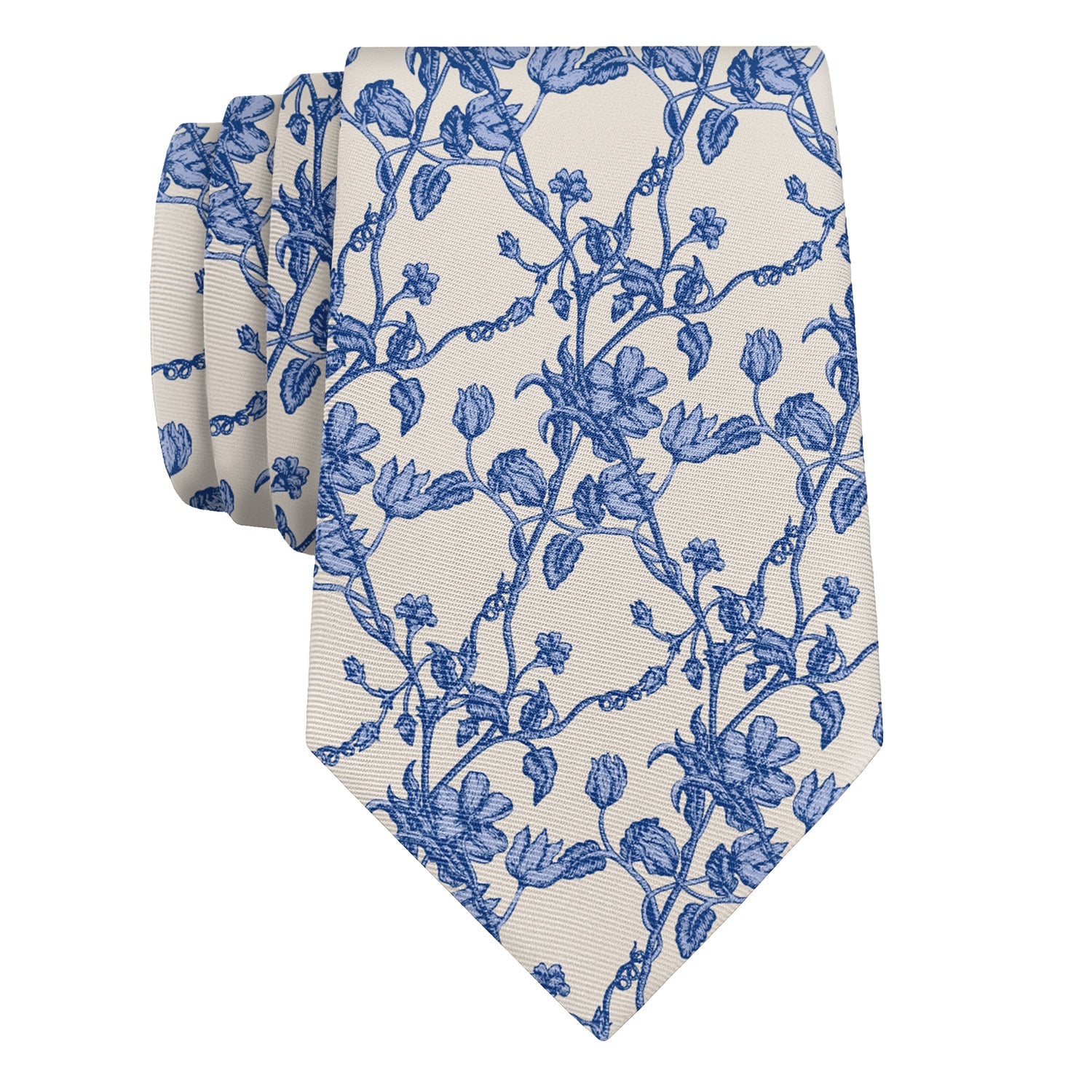 Floral Toile Necktie - Rolled - Knotty Tie Co.