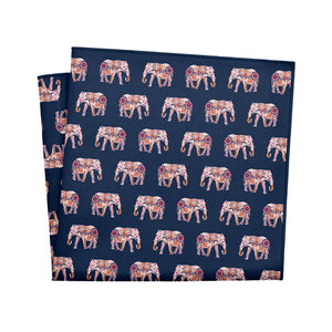 Floral Elephants Pocket Square - 12" Square - Knotty Tie Co.