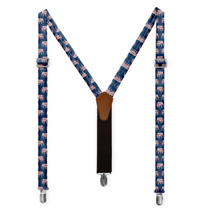 Floral Elephants Suspenders - Full Front View - Knotty Tie Co.