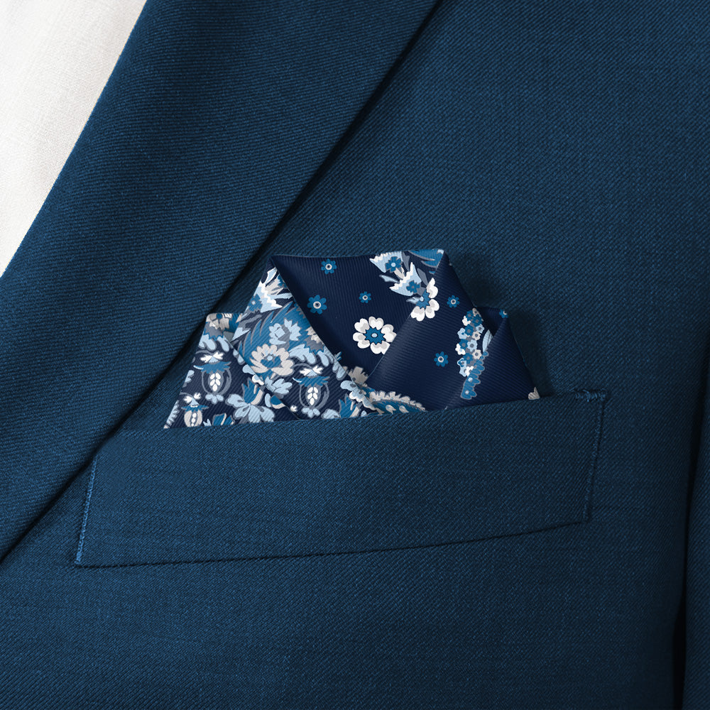 Floral Paisley Pocket Square - Scalloped Fold - Knotty Tie Co.