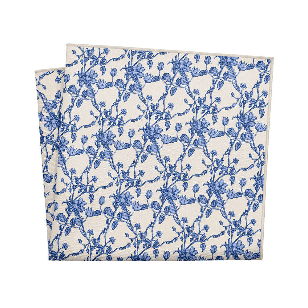 Floral Toile Pocket Square - 12" Square - Knotty Tie Co.