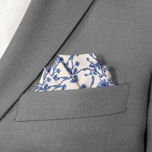 Floral Toile Pocket Square - Scalloped Fold - Knotty Tie Co.