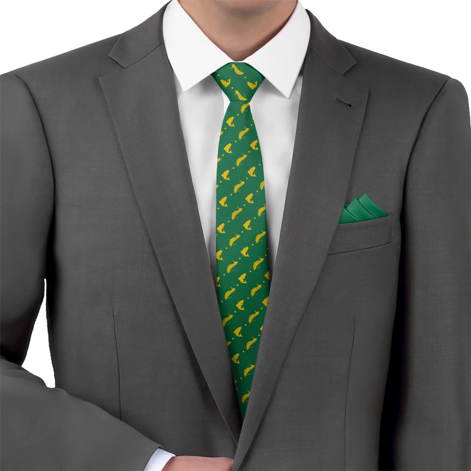 Fly Fishing Necktie - Matching Pocket Square - Knotty Tie Co.