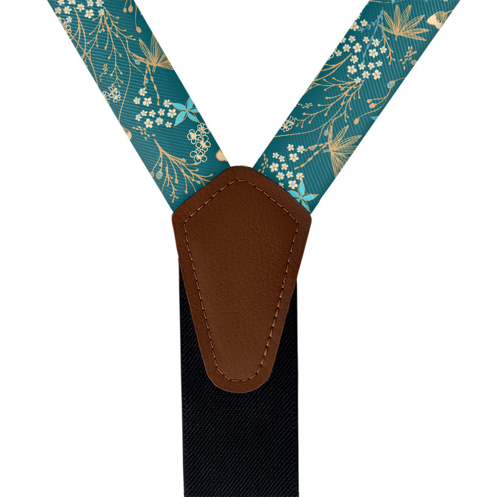 Frankie Floral Suspenders - Vegan Leather Y-Back - Knotty Tie Co.