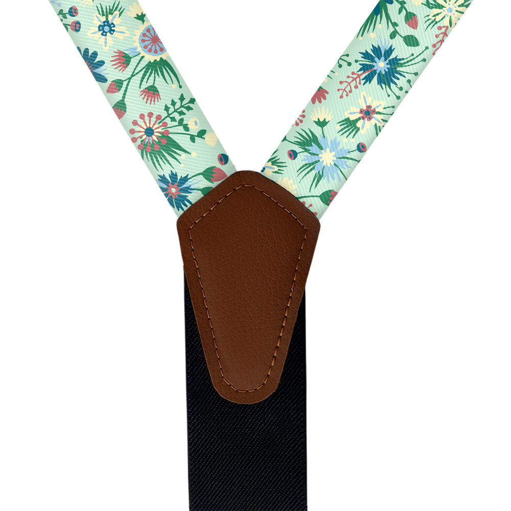 Freesia Floral Suspenders - Vegan Leather Y-Back - Knotty Tie Co.