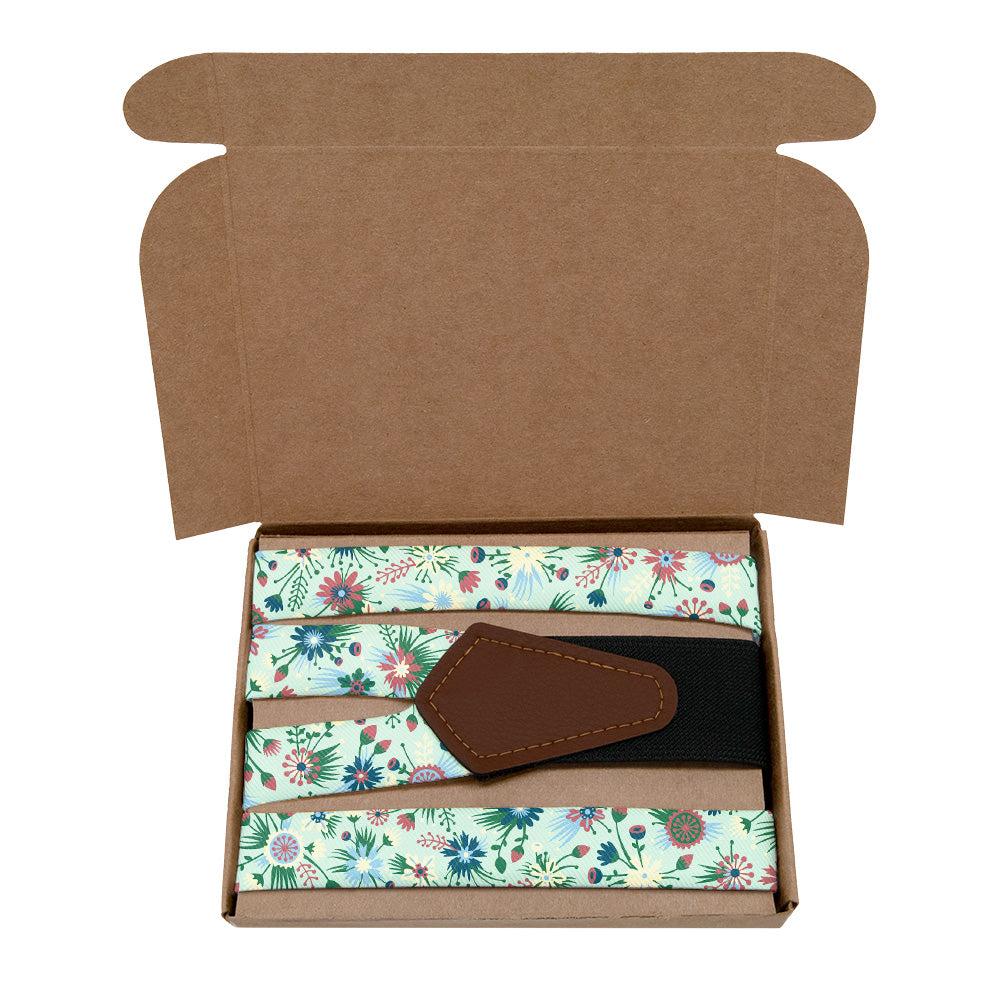 Freesia Floral Suspenders - Kraft Gift Box Packaging - Knotty Tie Co.