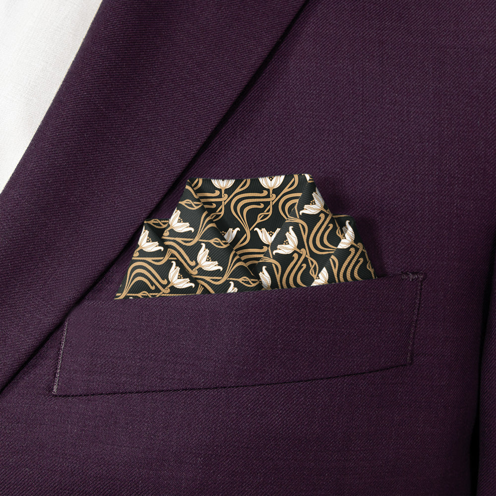 Gatsby Floral Pocket Square - Scalloped Fold - Knotty Tie Co.