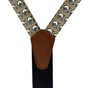 Gatsby Floral Suspenders - Vegan Leather Y-Back - Knotty Tie Co.