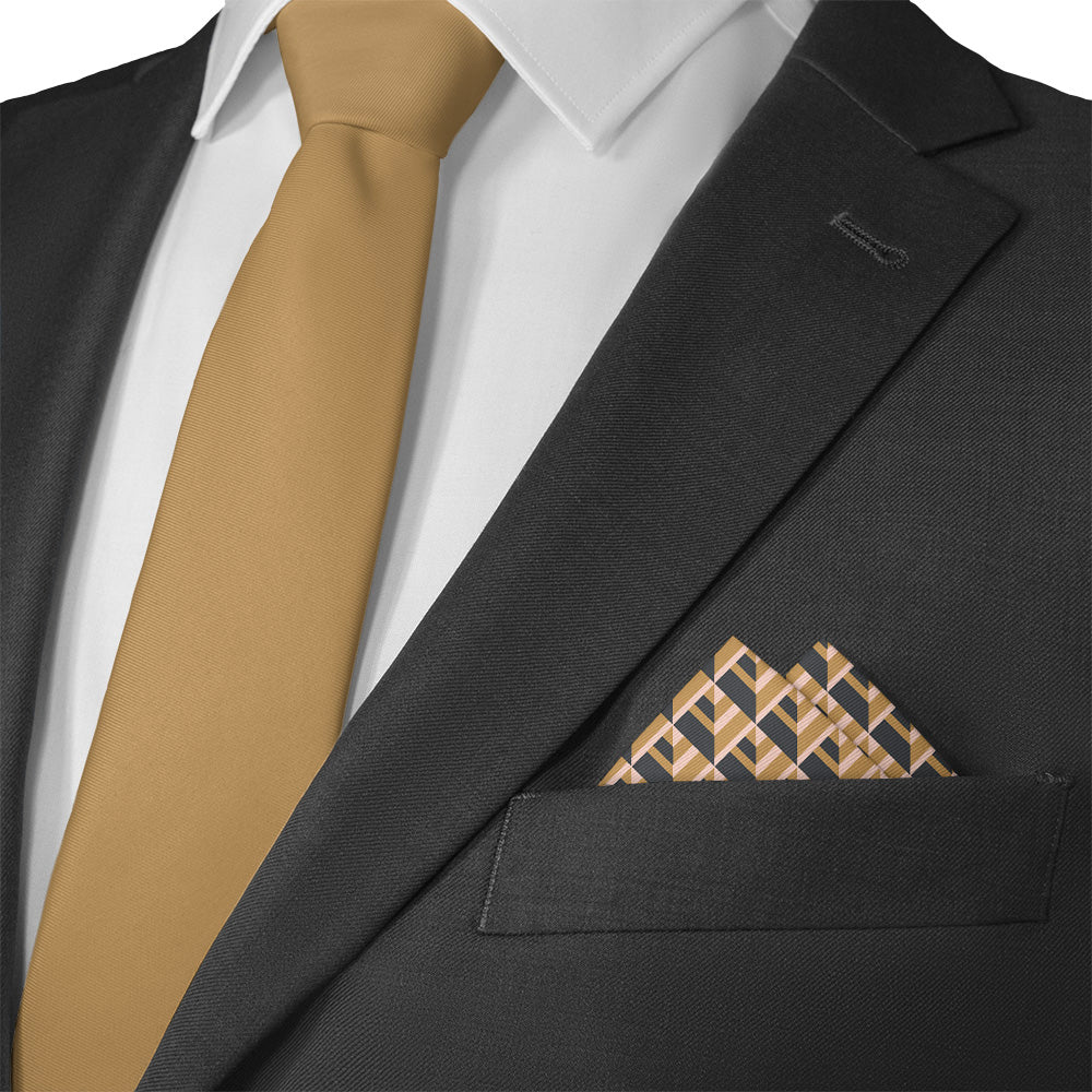 Geo Plates Pocket Square - Matching Necktie- Knotty Tie Co.