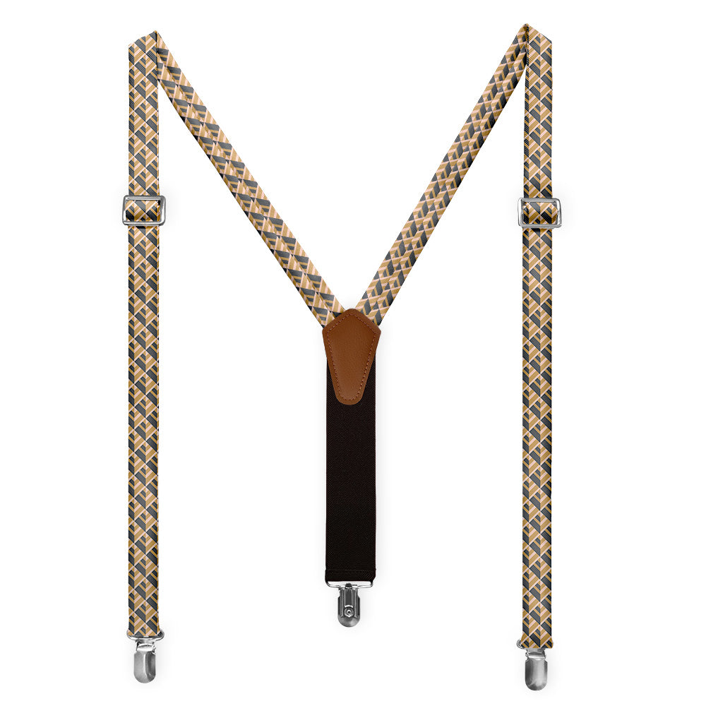 Geo Plates Suspenders - Full Front View - Knotty Tie Co.