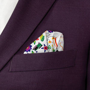 Globeville Folk Art Pocket Square - Wave Fold - Knotty Tie Co.