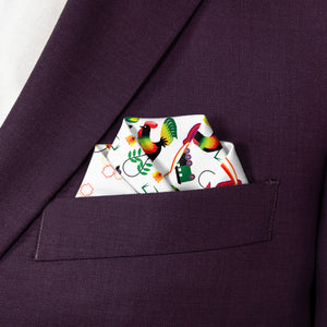 Globeville Folk Art Pocket Square - Scalloped Fold - Knotty Tie Co.