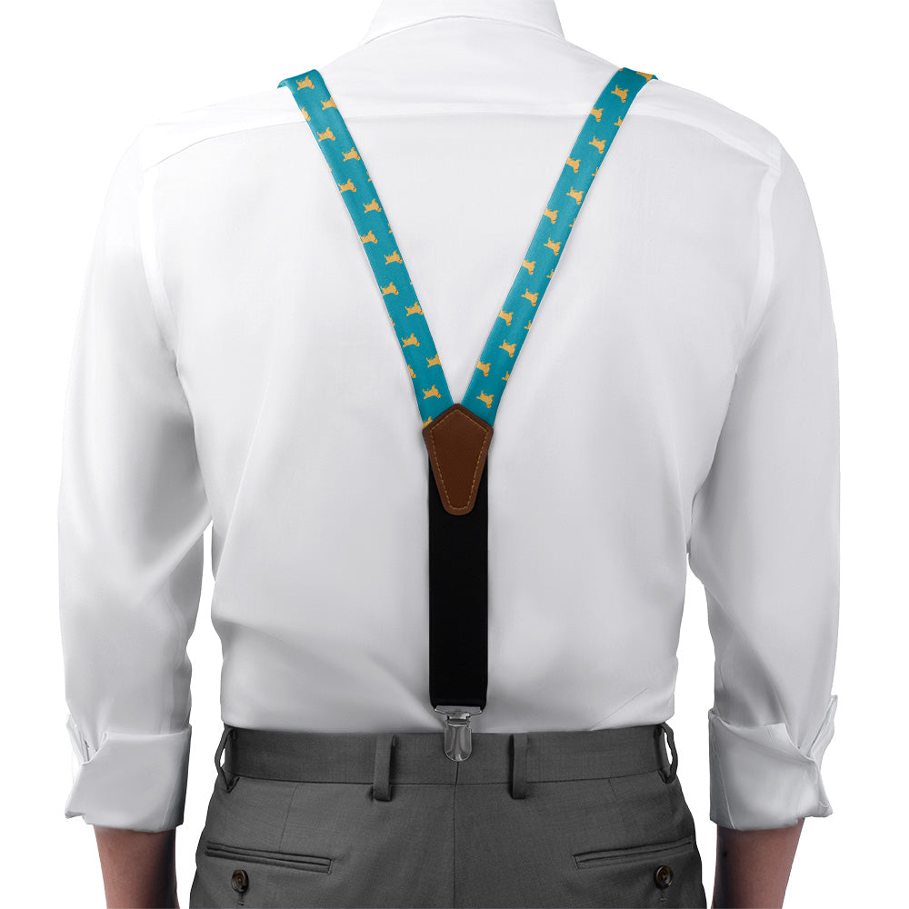 Golden Retriever Suspenders - On Model Front View - Knotty Tie Co.