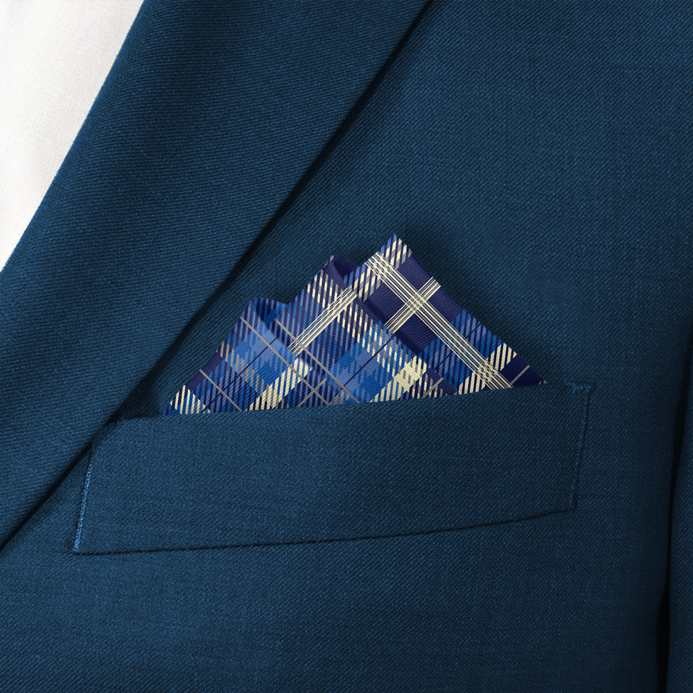 Gone Plaid Pocket Square - Stairs Fold - Knotty Tie Co.