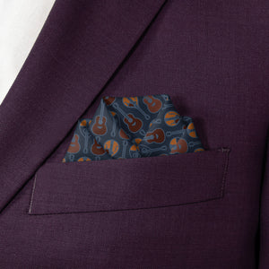 Guitars Pocket Square - Scalloped Fold - Knotty Tie Co.