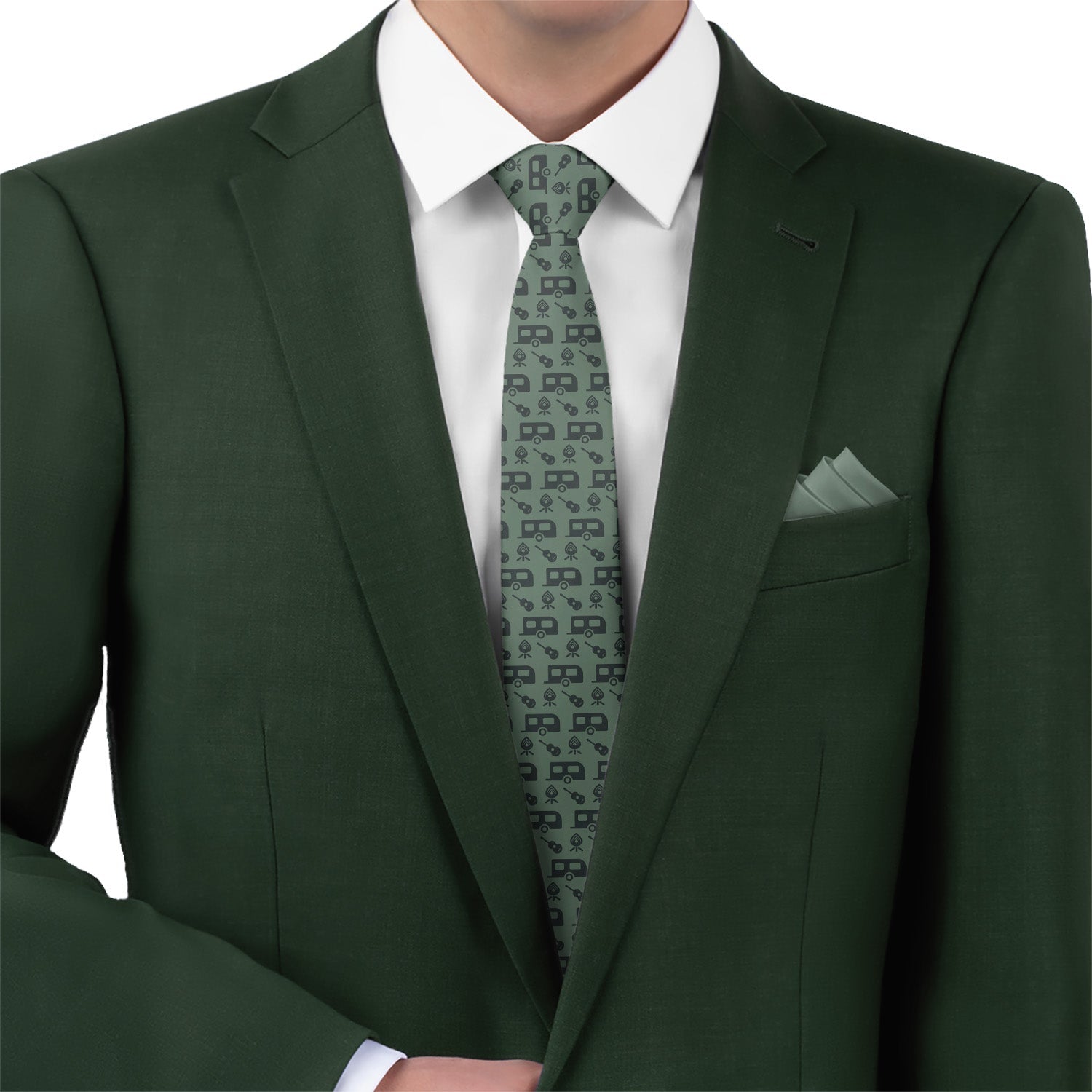 Happy Camper Necktie - Matching Pocket Square - Knotty Tie Co.