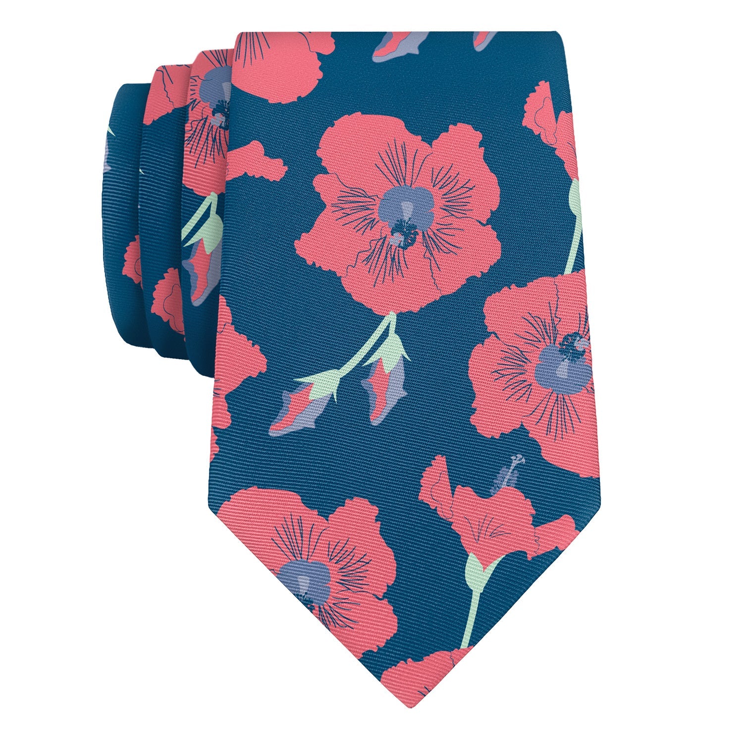 Happy Hibiscus Necktie - Rolled - Knotty Tie Co.