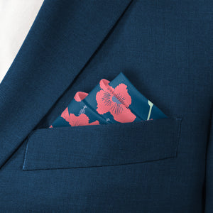 Happy Hibiscus Pocket Square - Stairs Fold - Knotty Tie Co.