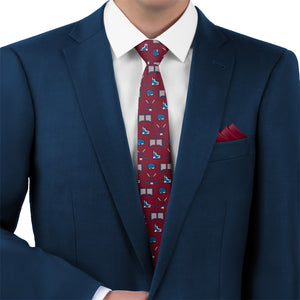 Hat Trick Hockey Necktie 5 Matching Pocket Square - Knotty Tie Co.